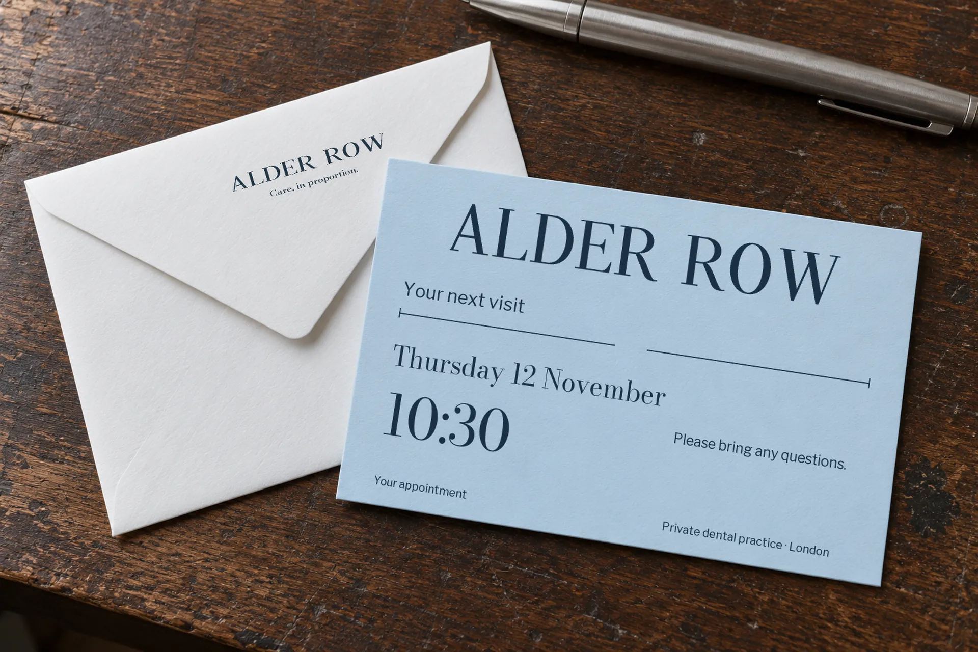 Appointment card and patient information