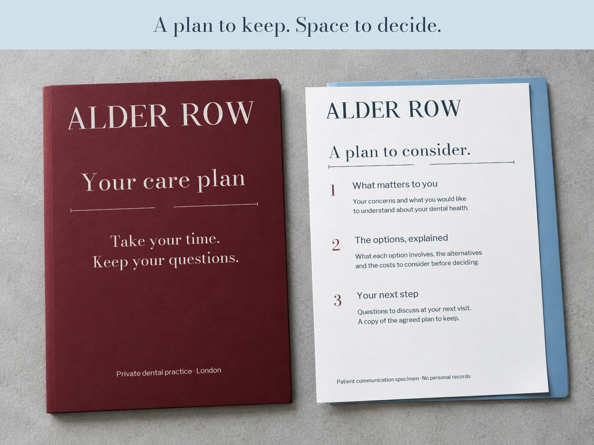 Printed treatment plan with clear next steps