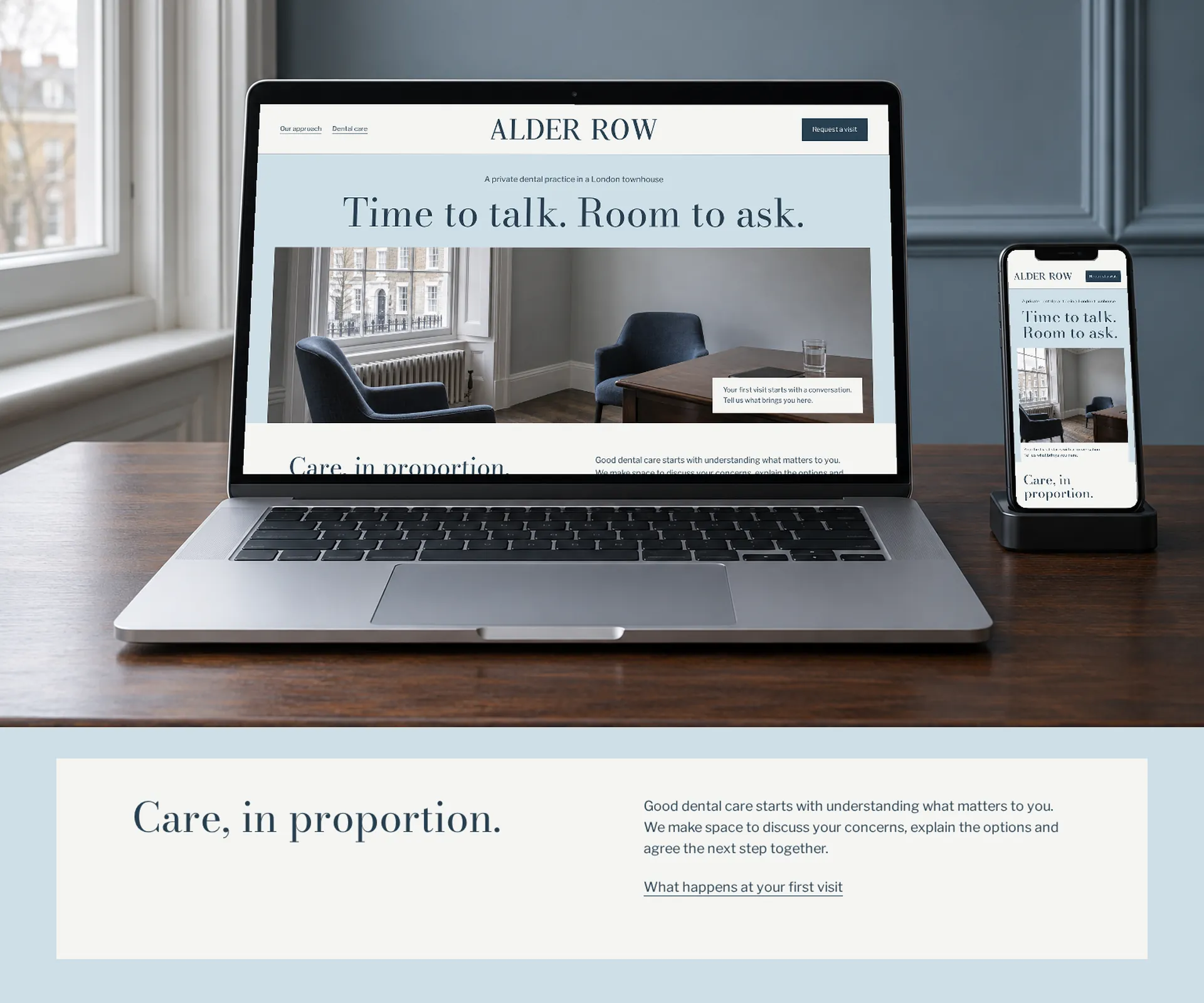 Alder Row website shown on devices
