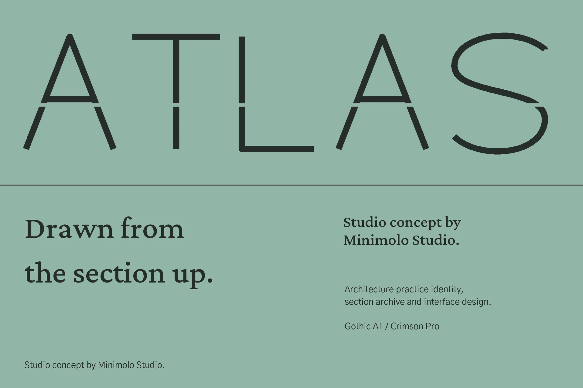Atlas sectional lettering and Minimolo Studio credits