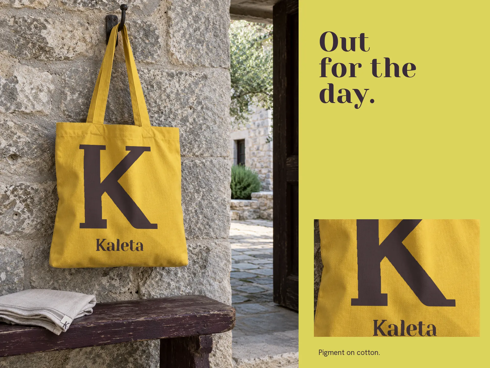 Branded tote and textile details