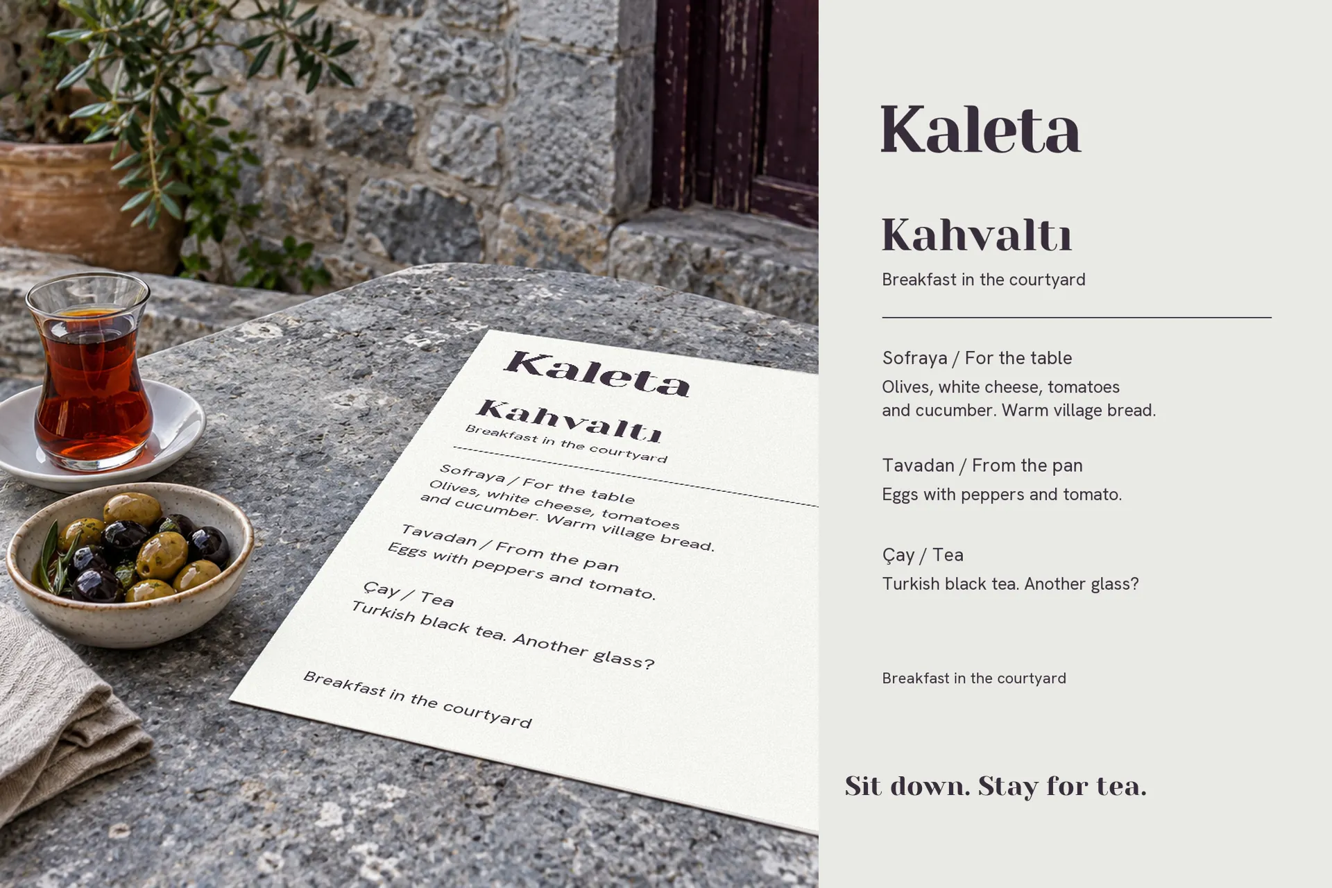 Breakfast menu and table setting