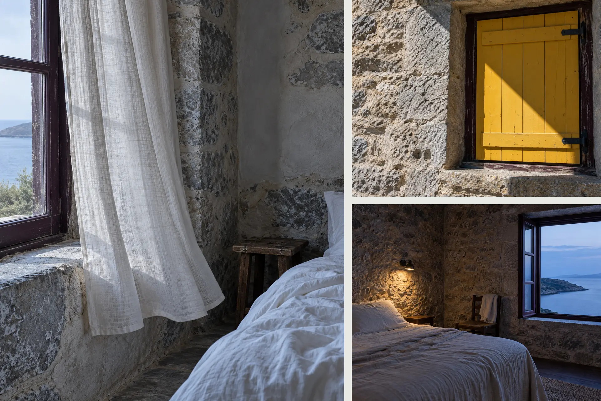 The guesthouse through changing daylight