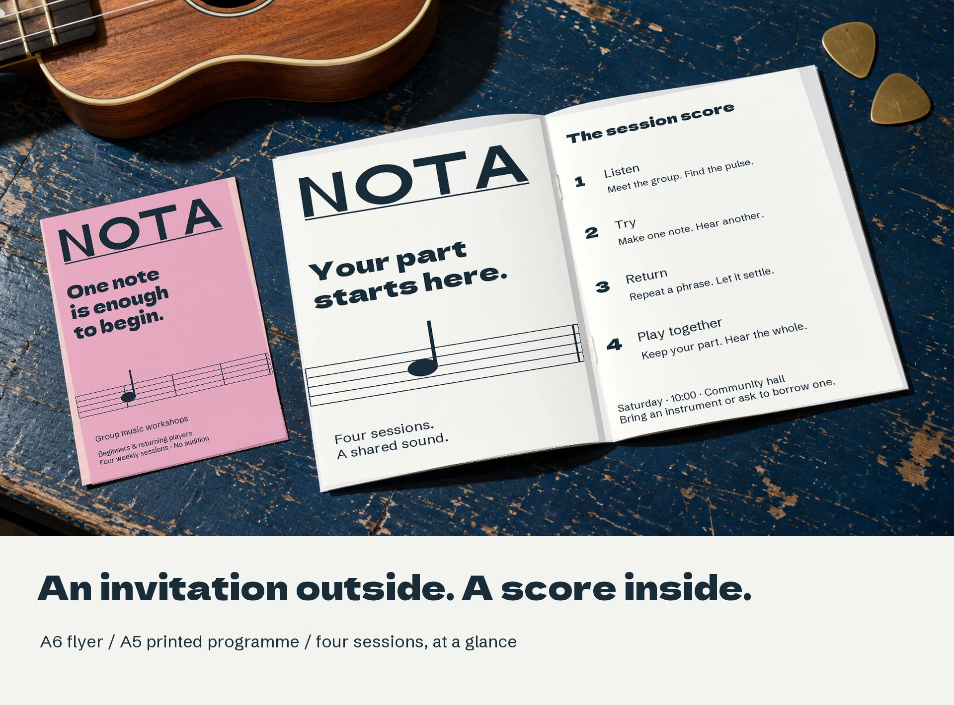 NOTA flyer and open four-session printed programme