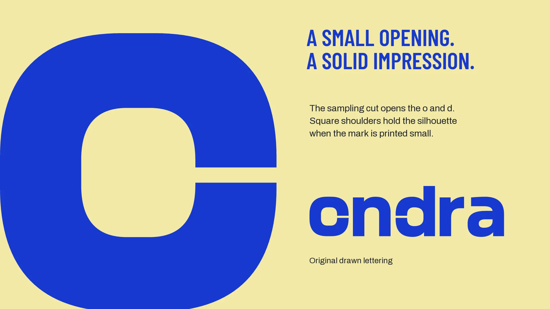 Drawn cut-letter wordmark and details