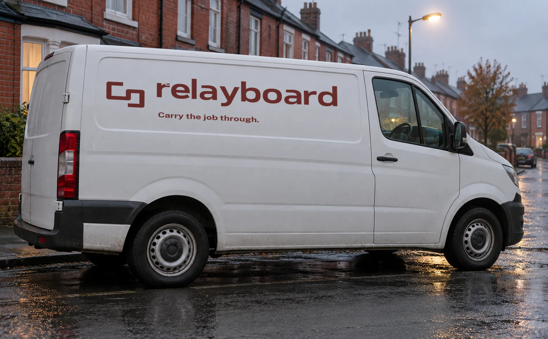 Relayboard livery on a panel van