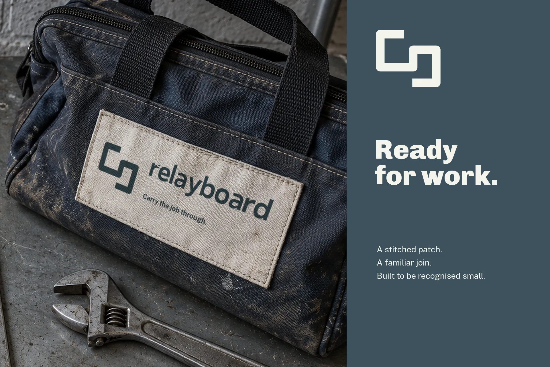 Identity applied to a toolbag and work kit