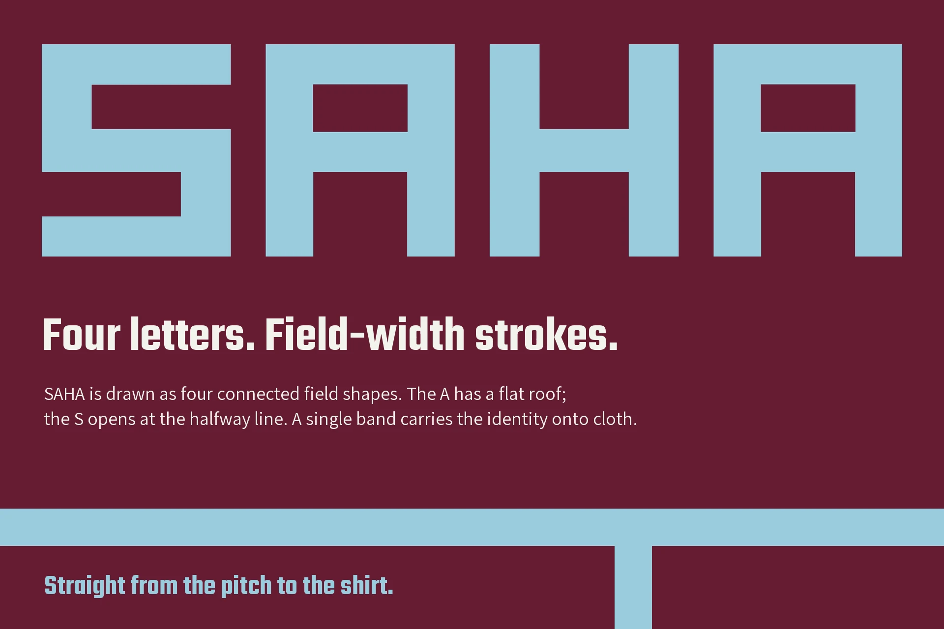 Drawn SAHA wordmark and continuous pitch band