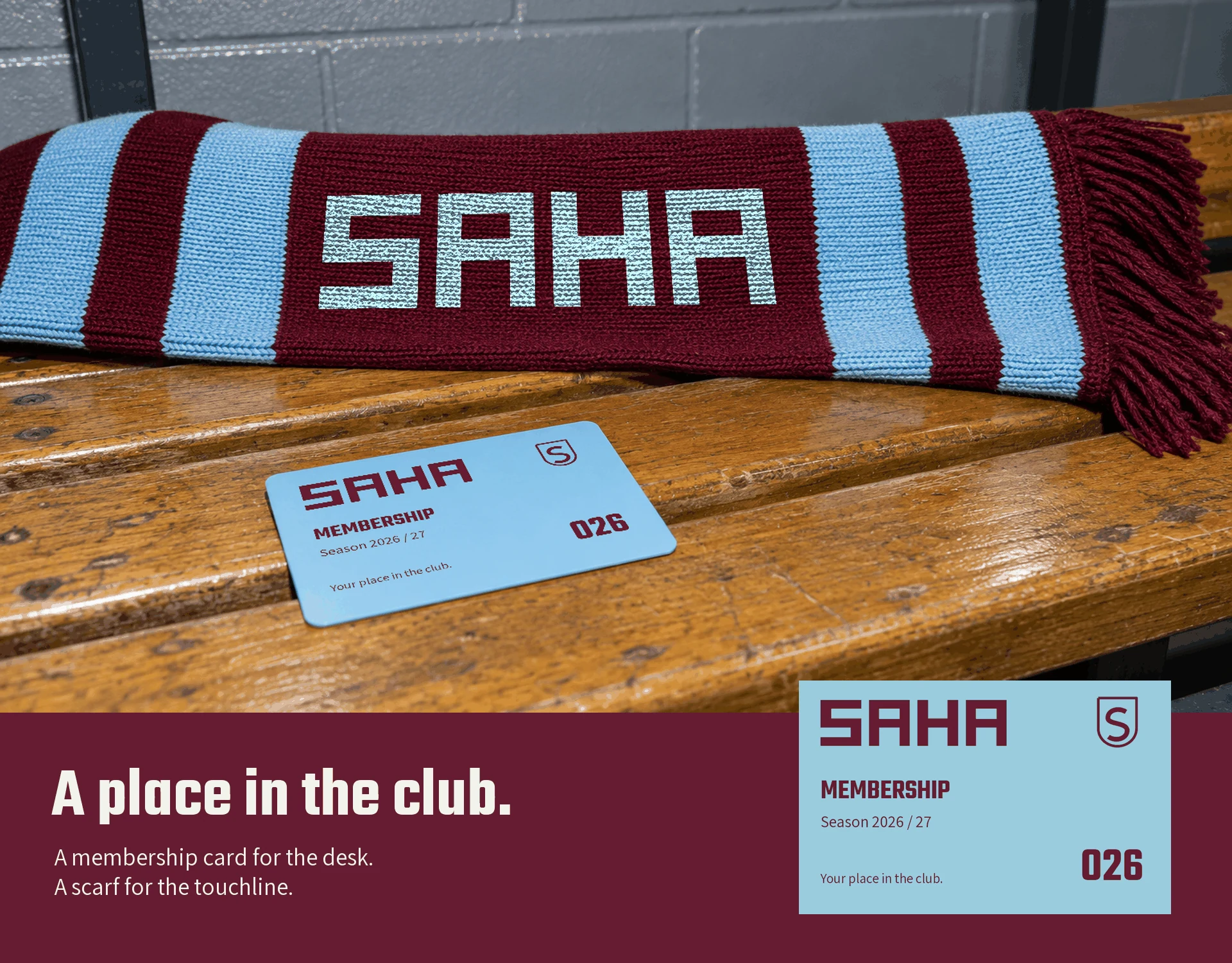 Membership card and knitted supporter scarf