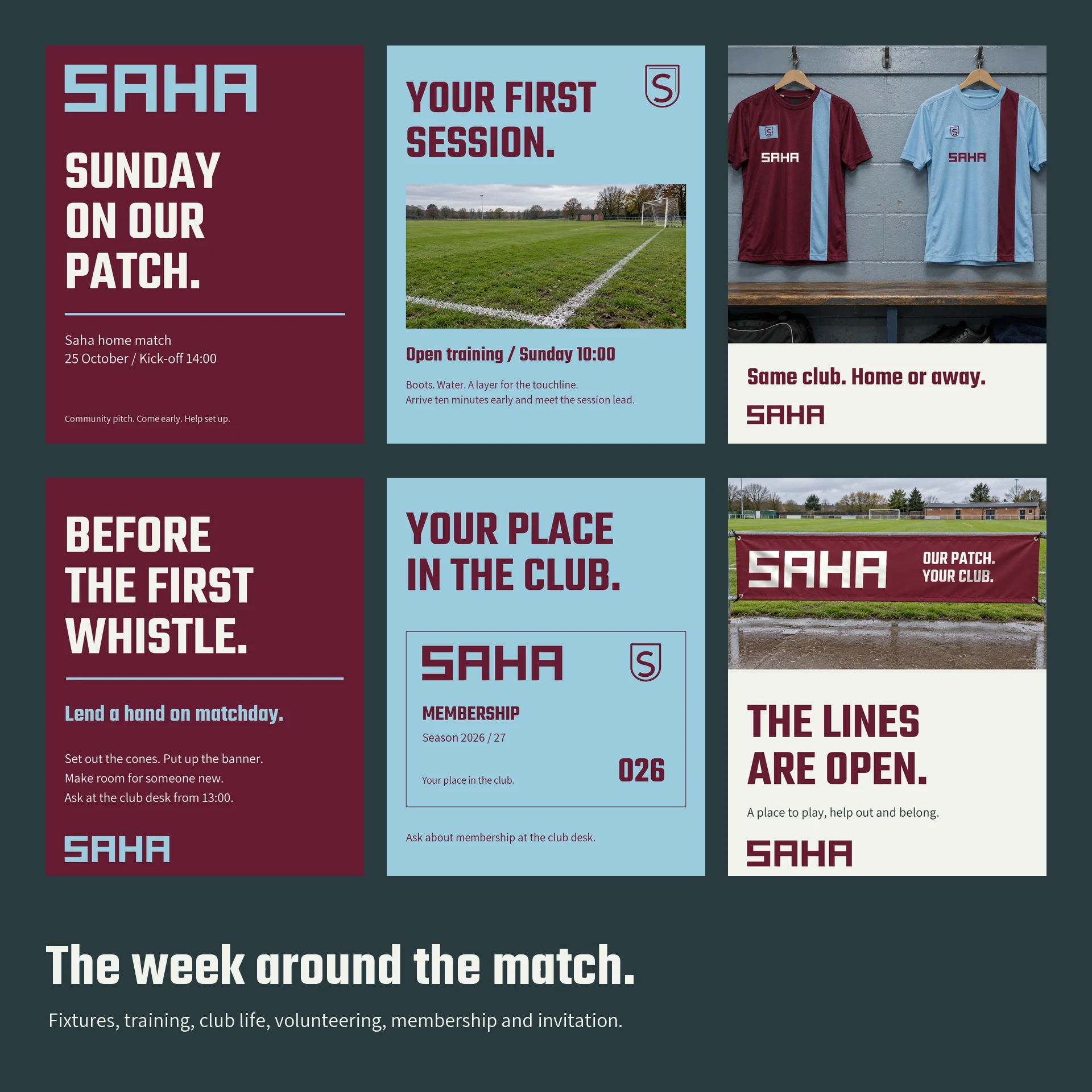 Six social layouts for the week around the match
